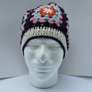 %100 Handmade  Granny Square Crochet 🧶 Colorful of Purple  Women's Beanie